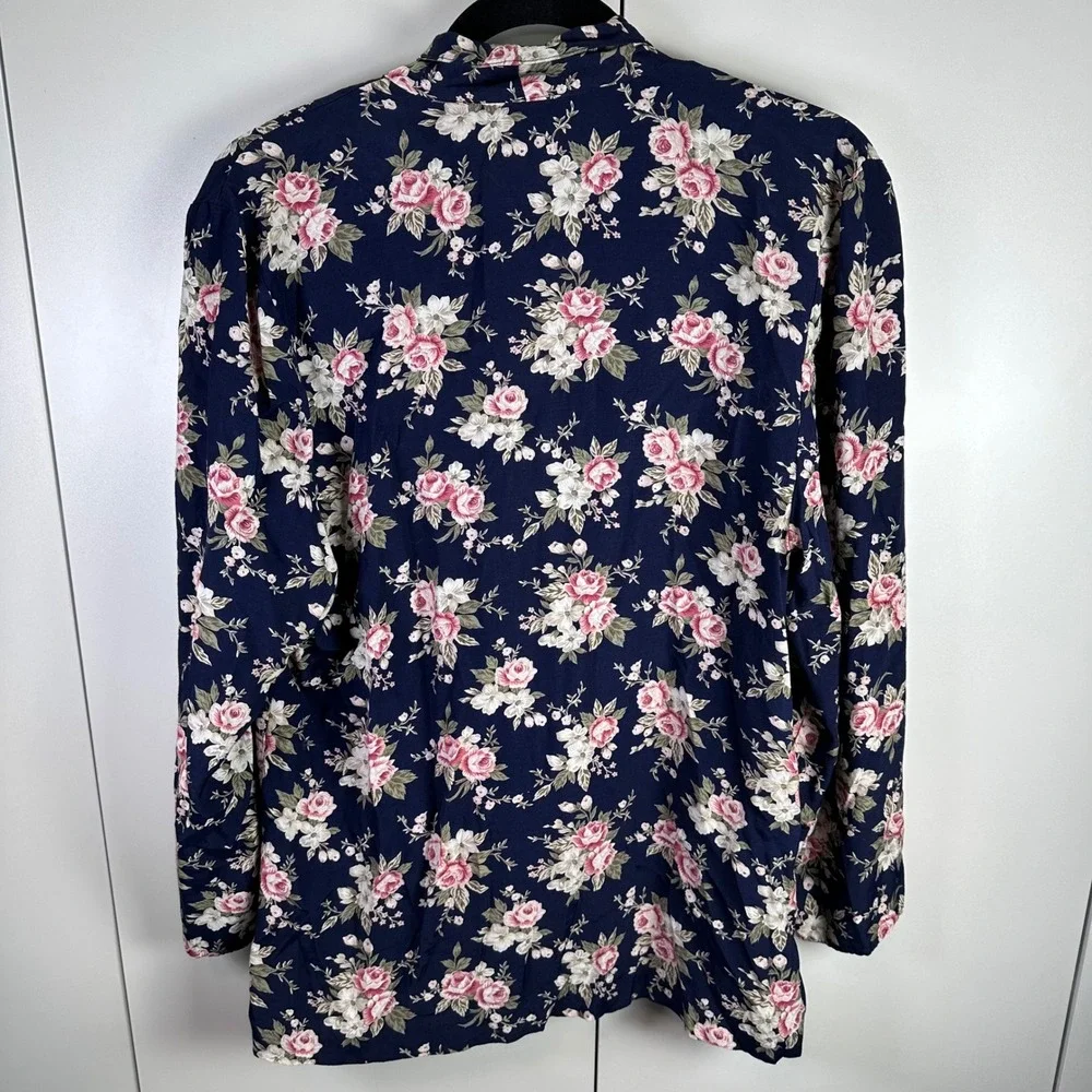 VTG Craig Clothing Womens S Navy Blue Floral Blazer‎ Cottage Feminine Dopamine
